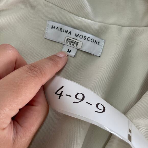 Marina Moscone Collective Vest Womens Medium White Twill Long Wrap Collared - Picture 4 of 11